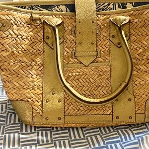 EX LARGE J CREW WOVEN STRAW BEACH TOTE MARKET BAG
